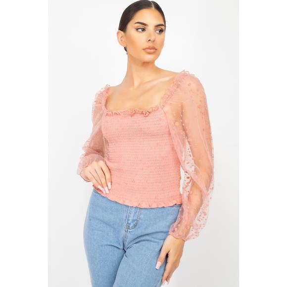 Rachell`s Boutique Tops - Square Neck Smocking Top
